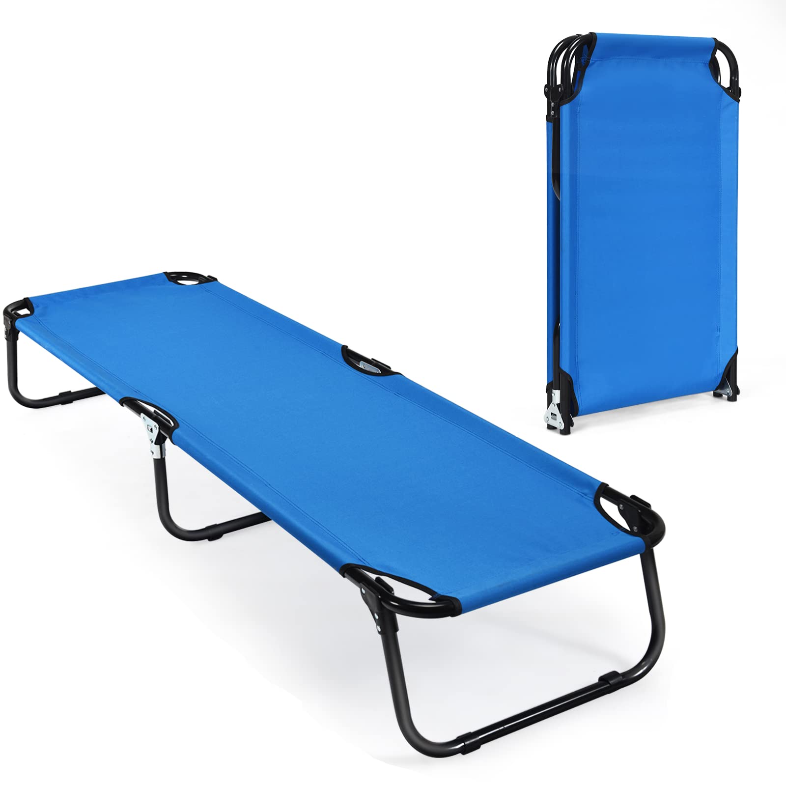 Folding Camping Cot, Portable Camping Bed with Steel Frame